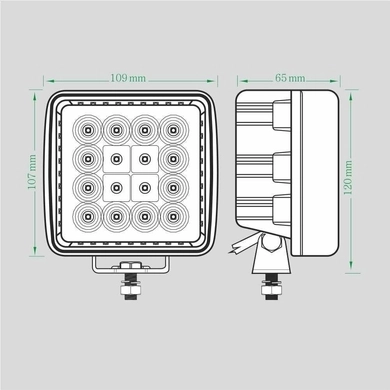 Фара рабочая, LED 48W (светодиод OSRAM) (12/24В) квадратная (гибридный луч) (LITLEDA)