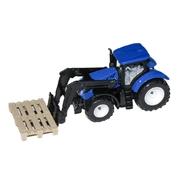 Модель трактора New Holland с вилочным погрузчиком и поддоном 1:87, (SIKU)
