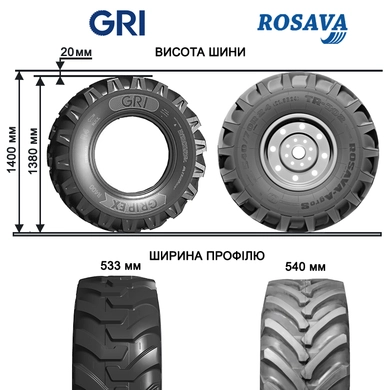 Шина 21L-24 (21.3-24) GRIP EX R400 R4 12 сл 155A8 Tubeless (GRI)