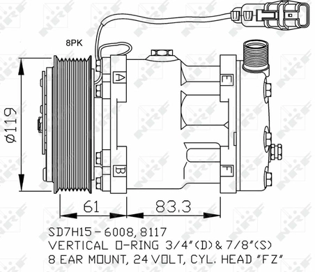 Компрессор кондиционера MAN TGA 00- (NRF) 81.61906-6012