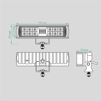 Фара рабочая, LED 15W (светодиод OSRAM) (12/24В) прямоугольная узкая (гибридный луч) (LITLEDA)