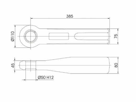 Петля дышла 50мм (приварная) профиль 75х80мм L=388мм (ан. OC50W05) (ORLANDI)