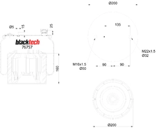 Пневмобалон (із стаканом) (пластик) Mercedes Actros MP4 (Blacktech) 6120NP48