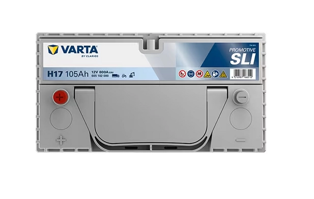 Аккумулятор 12В, 105Ah, 800А при -18С (залитый) (TY25879/TY6128W/MLR3260753), JD (VARTA Promotive)