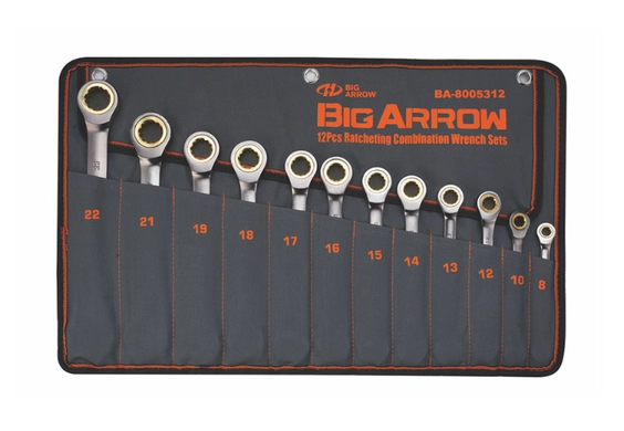 Набор ключей рожково-накидных с трещёткой 10ед. (8-22) (Big Arrow)