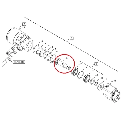 Вал гідромотору редуктору реверсу