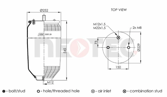 Пневмобалон SCHMITZ (без склянки) 016512, 016588, US06318F, US86318F (Neotec)