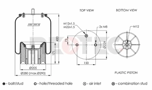 Пневмобалон SCHMITZ (зі склянкою) (пластик) 016512, 016588, US06318F, US86318F (Neotec)