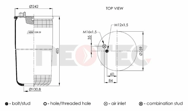 Пневмобалон MAN (без стакану) 4884N1P01 (Neotec)