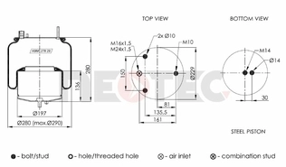 Пневмобалон VOLVO FH4, FM4 EURO 6 (зі стаканом) (метал) 4561NP02 (Neotec)