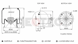 Пневмобалон SAF (зі стаканом) (метал) 4022NP03 (Neotec)