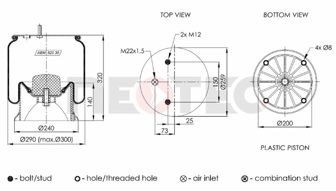 Пневмобалон SAF (зі стаканом) (метал) 4022NP03 (Neotec)