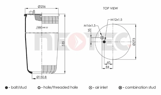 Пневмобалон MAN TGA (без стакану) 4705N1P01 (Neotec)