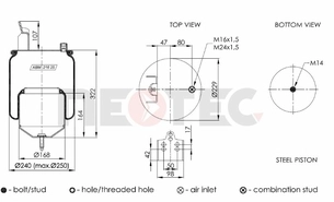 Пневмобалон VOLVO FH (зі стаканом) (метал) 6608NP01, 6416N (Neotec)