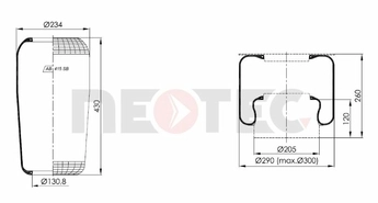 Пневмобалон MB O500-SERIES / SETRA S 400-/S 500-SERIES (панчоха) 946N (Neotec)