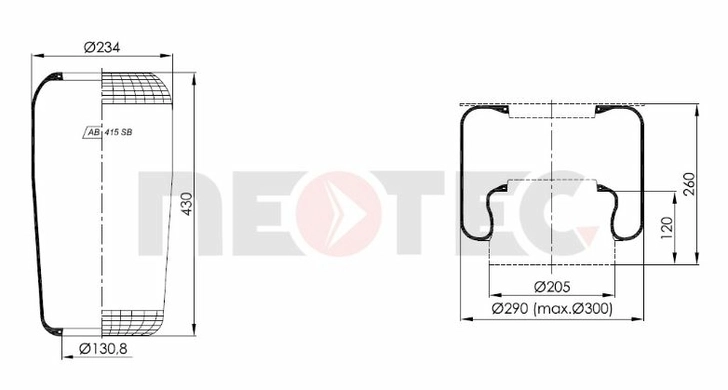 Пневмобалон MB O500-SERIES / SETRA S 400-/S 500-SERIES (панчоха) 946N (Neotec)