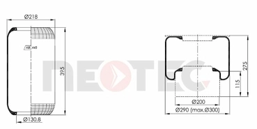Пневмобалон EVO BUS,SETRA,MB303/405 (панчоха) 644N (Neotec)