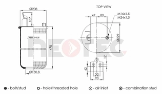 Пневмобалон VOLVO FH (без стакана) 6608NP01, 6416N, 4570NP03 (Neotec)