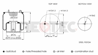 Пневмобалон MAN TGL 04.2005 - 03.2022 (зі стаканом) (метал) 4862N1P02 (Neotec)