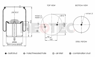 Пневмобалон RVI MAGNUM, PREMIUM 2, VOLVO FL (зі стаканом) (метал) 4912NP10 (Neotec)