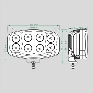 Фара рабочая, LED 64W (12/24В) овал (гибридный луч) (LITLEDA)