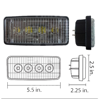 Фара кабины трактора светодиодная (LED) (R161288/RE37450/RE340681/RE577573), JD8400 (KRAMP)