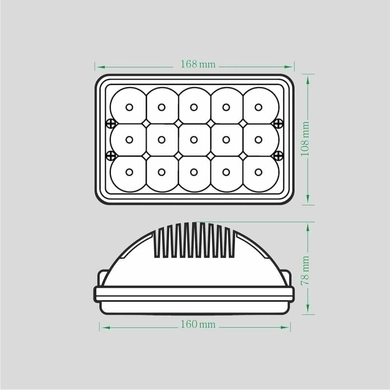 Фара рабочая, LED 45W (12/24В) прямоугольное (15x3W/узкий луч 30°) (LITLEDA)