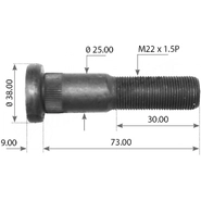Шпилька колеса (M22х1,5х74х30) SMB, TRAILOR, FRUEHAUF (AJA0491002) (Mansons)