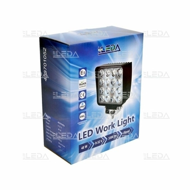 Фара рабочая, LED 48W (12/24В) квадратная (16x3W/широкий луч 60°) (LITLEDA)