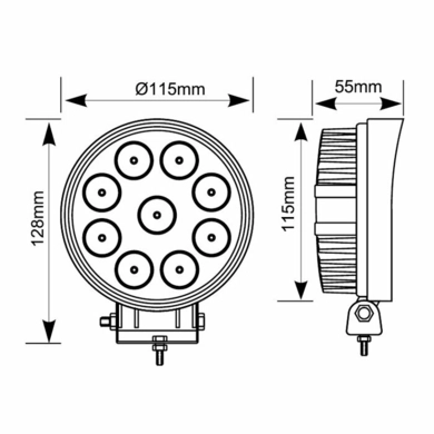 Фара рабочая, LED 27W (12/24В) круглая (9x3W/широкий луч 60°) (LITLEDA)