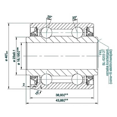 Підшипник кульковий (GA6171/5203KYY2/822-170C/324461A1/854003/00240216), JD, Kinze, GP