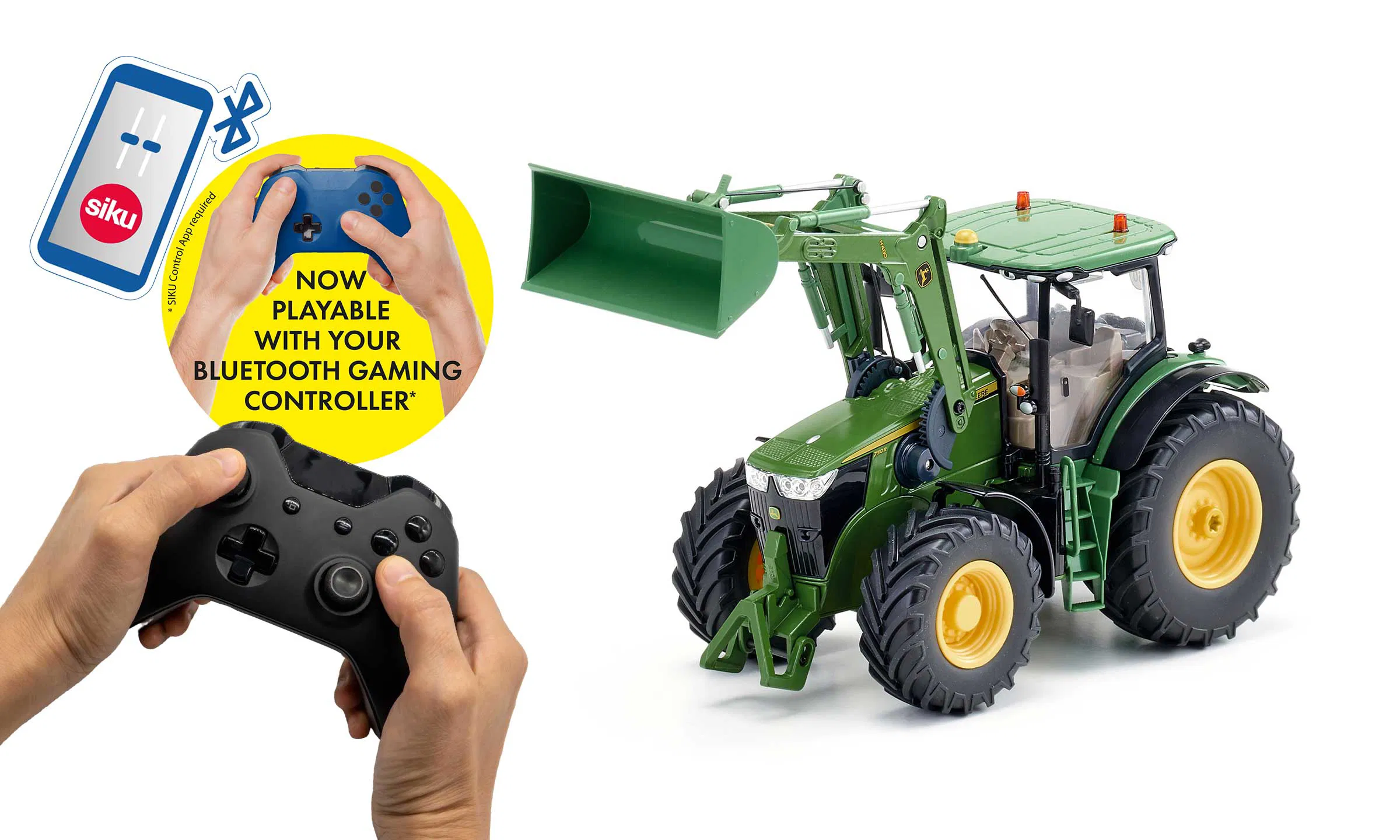 Модель трактора John Deere 7310R с фронтальным погрузчиком и управлением через Bluetooth 1:32 (SIKU)