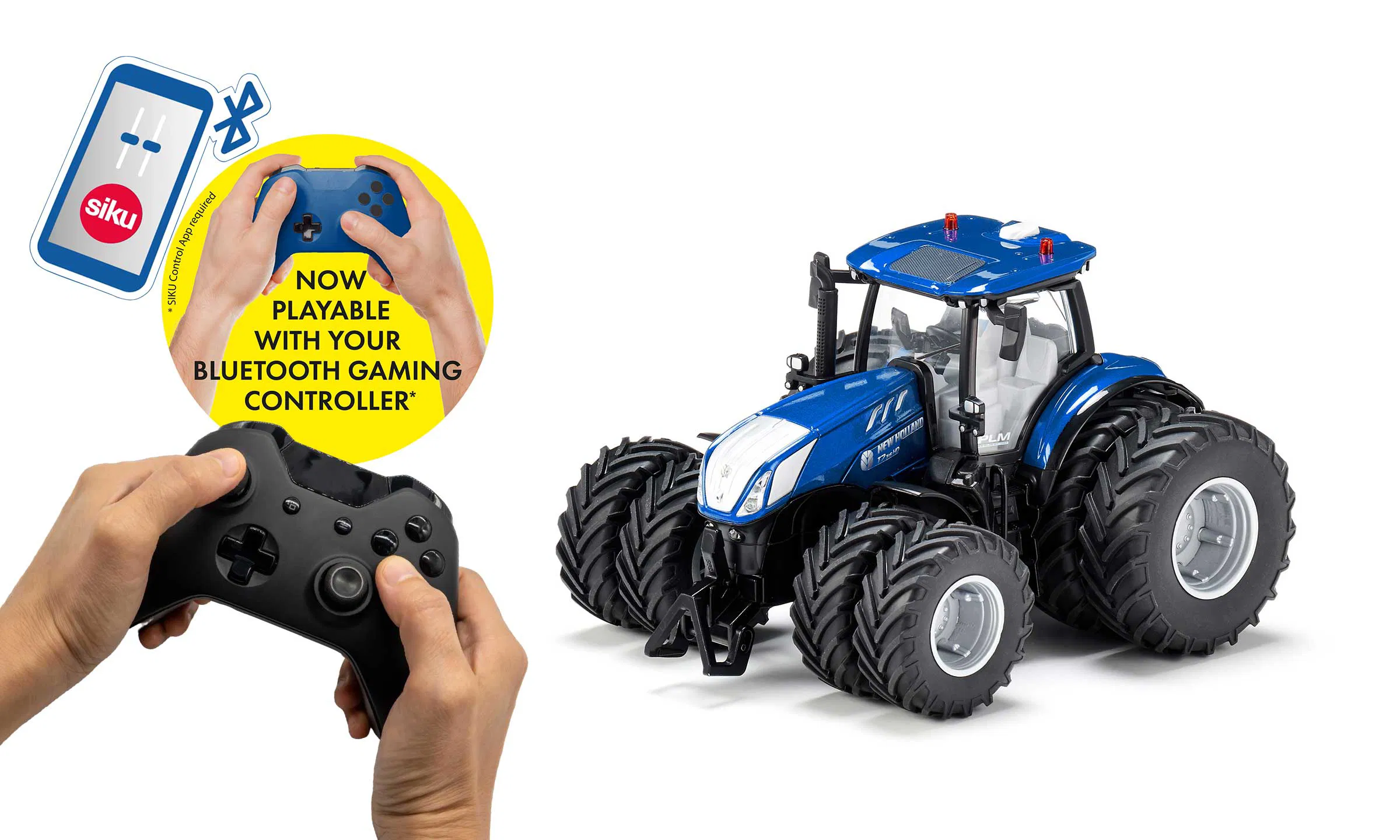 Модель трактора New Holland T7.315 на сдвоинных колесах с управлением через Bluetooth 1:32 (SIKU)
