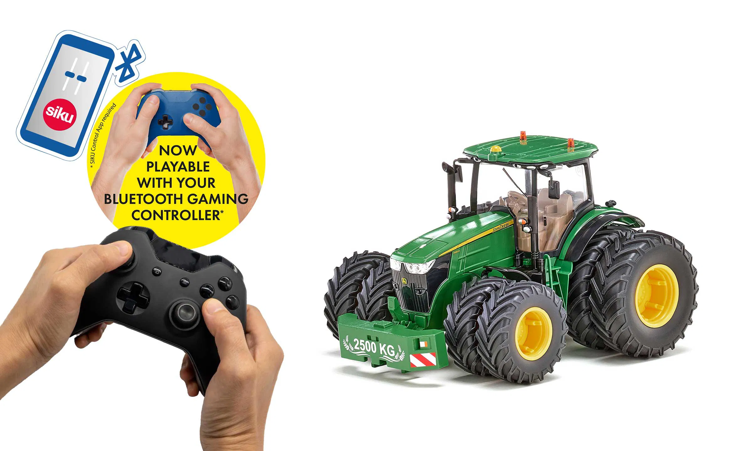 Модель трактора John Deere 7290R на сдвоинных колесах с управлением через Bluetooth 1:32 (SIKU)